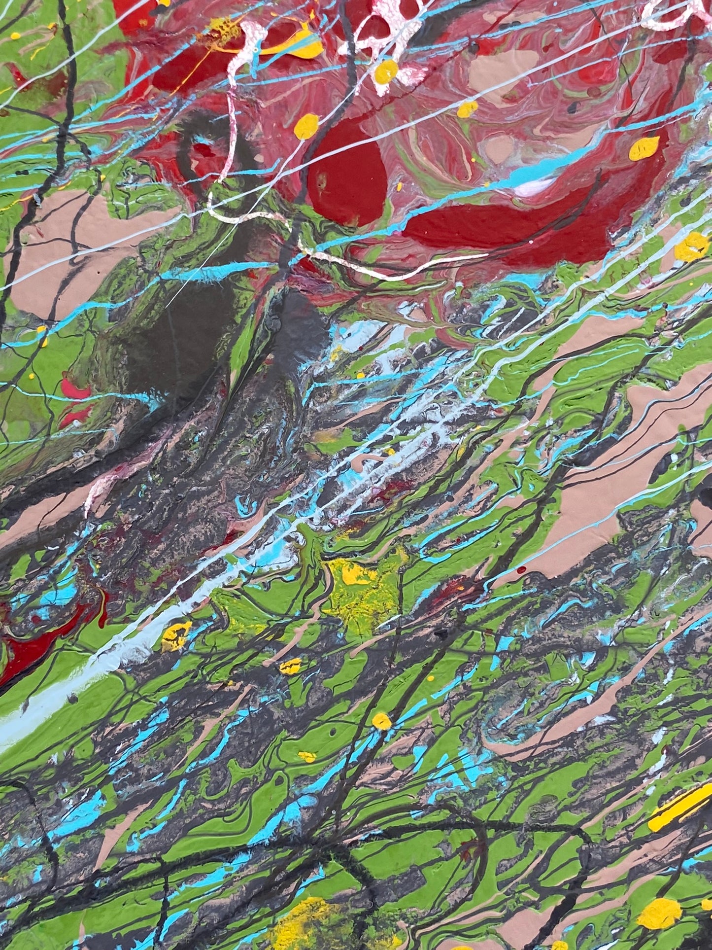 Red flowers resisting the wind