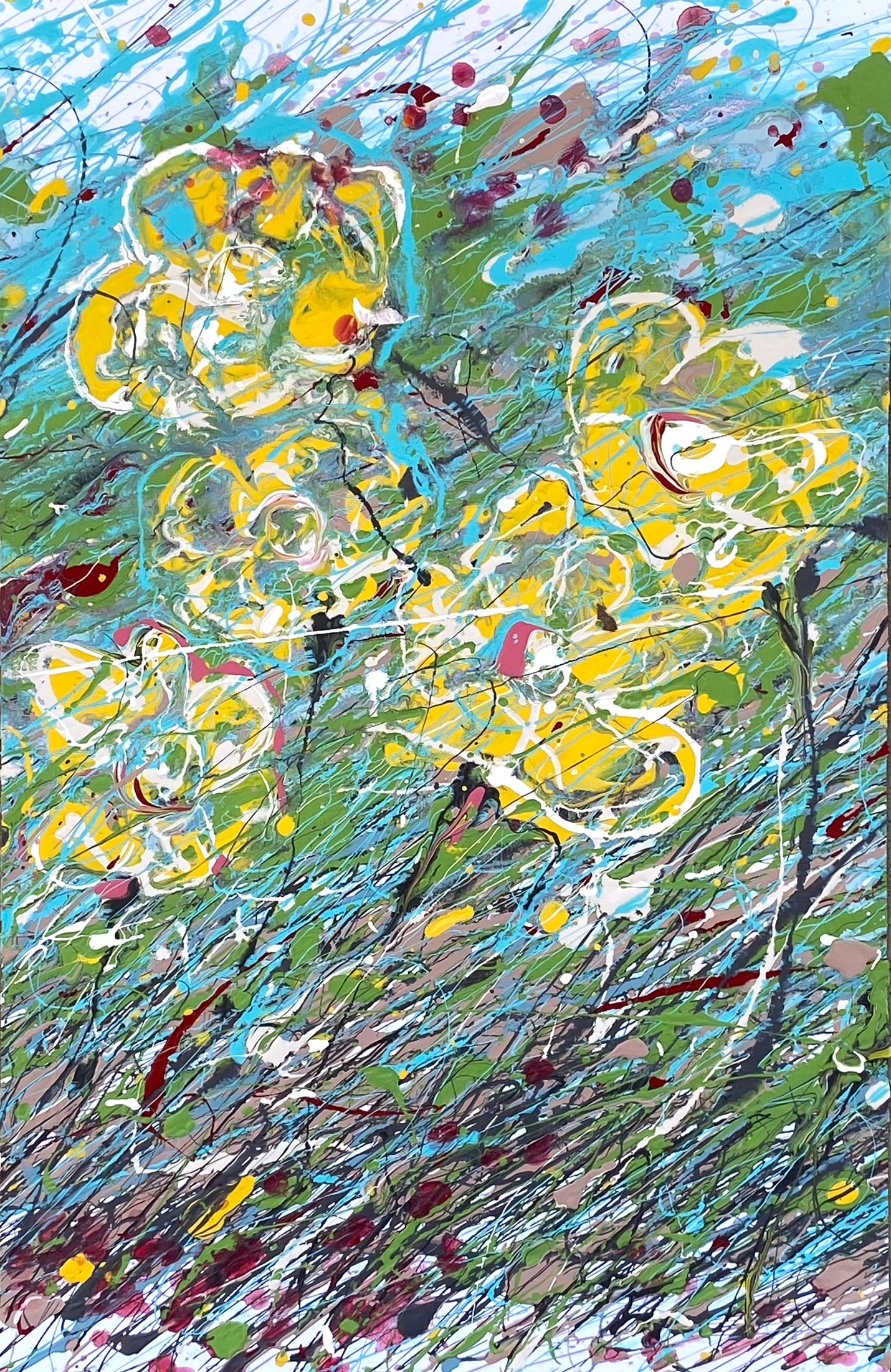 Yellow flowers resisting the wind