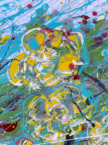 Yellow flowers resisting the wind