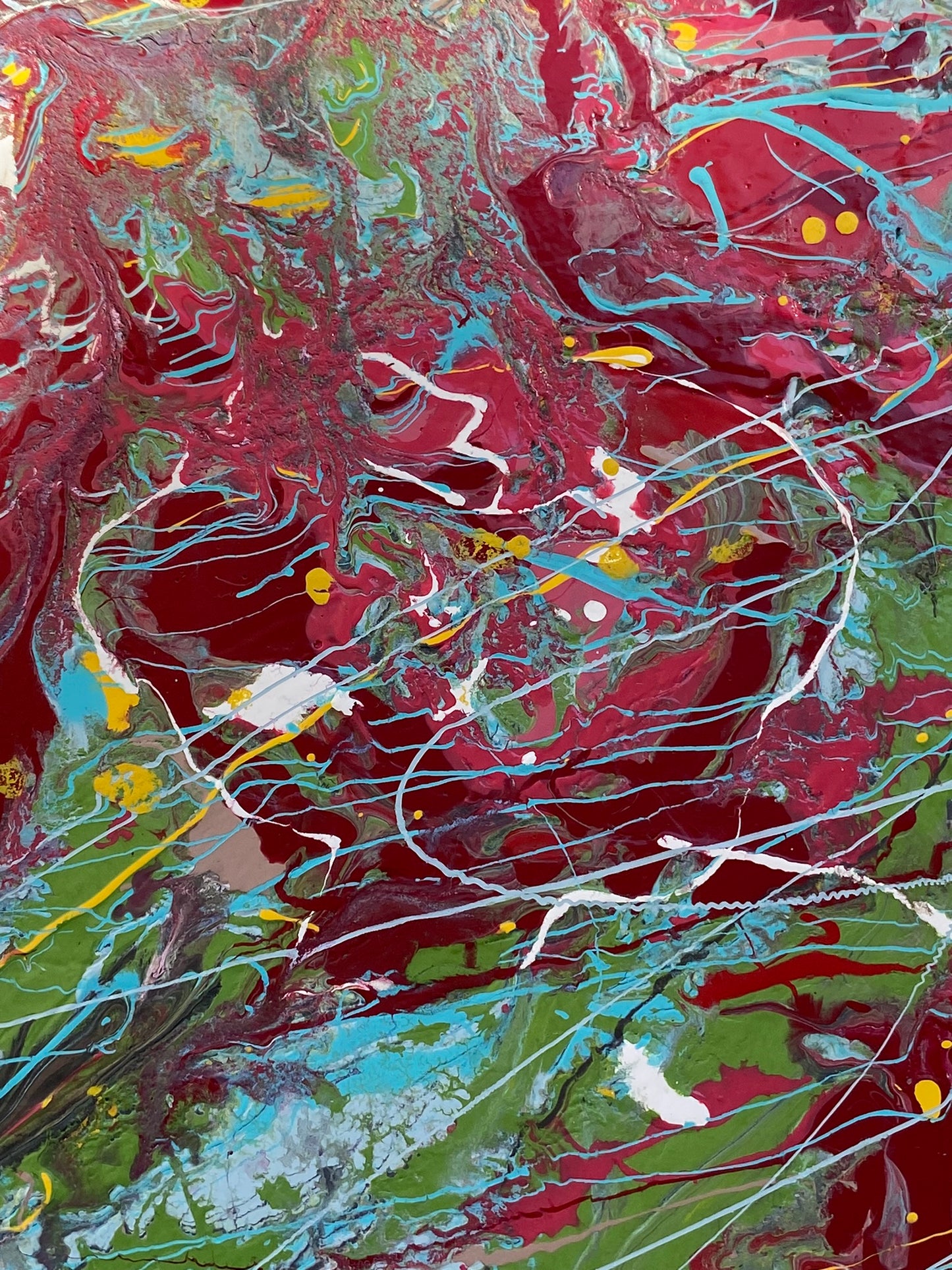 Red flowers resisting the wind