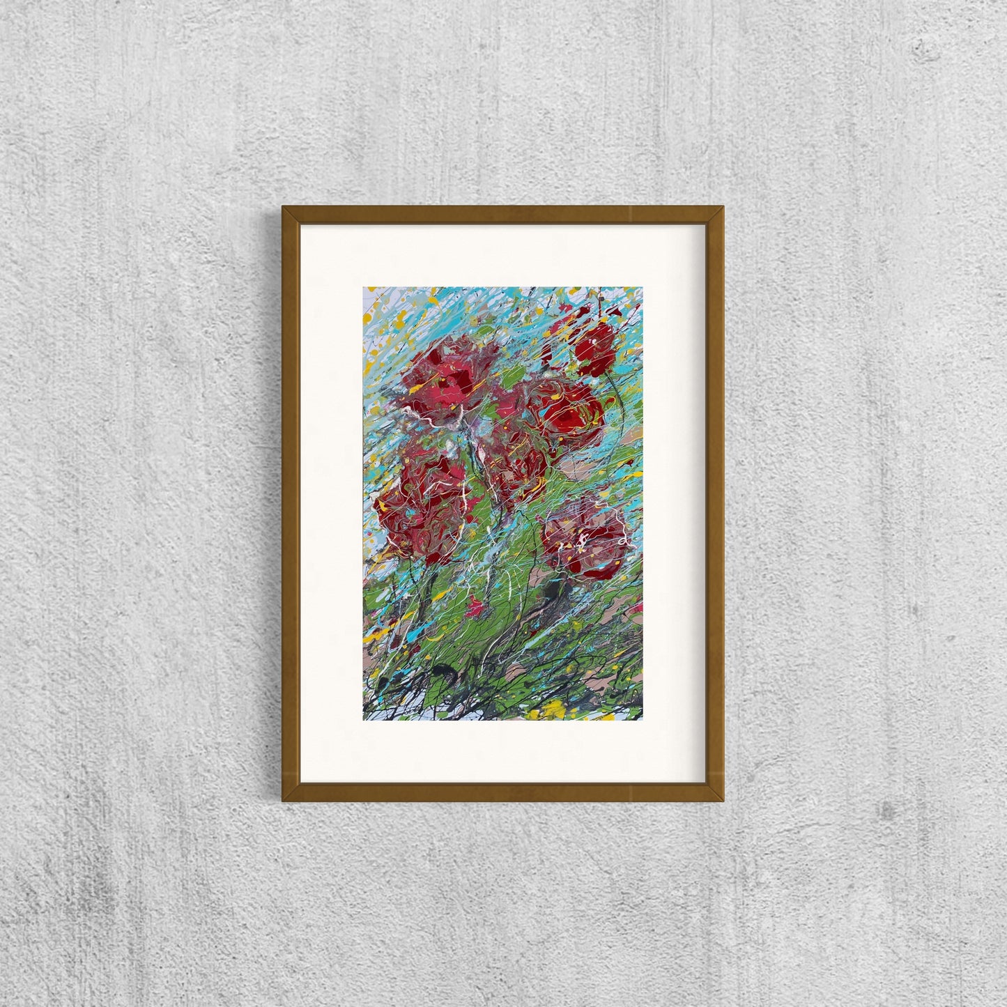 Red flowers resisting the wind