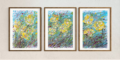 Yellow flowers resisting the wind